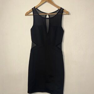 Guess Black Mesh Detail Mini Dress